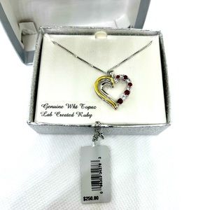 White topaz and Ruby heart necklace